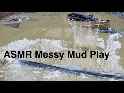 ASMR Messy Mud Play in a Construction Pit (no talking)