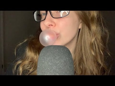ASMR Up Close Bubble Blowing (No Talking)