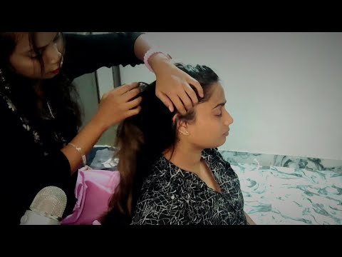 Asmr oiling on heavy hair makes you relax | sleep  😴💤| whispering 🌜🌛✨️ #asmr