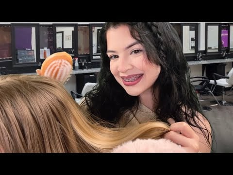 ASMR you meet your new bestie at cosmetology school🫶🏻(hairplaying)