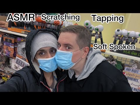 ASMR Dollar Tree Tapping and Scratching Soft Spoken ( Dollar Tree Walk Through Collab) 🎃👻😴💄💋