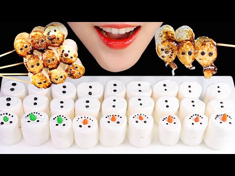 [FAIL] BAKED SNOWMAN MARSHMALLOWS ASMR BAKED MARSHMALLOW MUKBANG NO TALKING