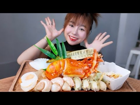 ASMR SEAFOOD PLATTER ( LOBSTER , SCALLOP , ABALONE , BAMBOO SHOOT ) LINH-ASMR