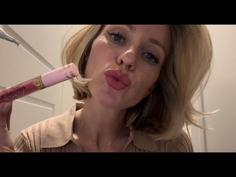 ASMR| lipgloss and lipstick application