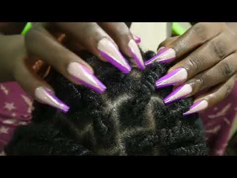 ASMR Relaxing Scalp Scratching With Long Nails & Gum Chewing For Sleep 😴