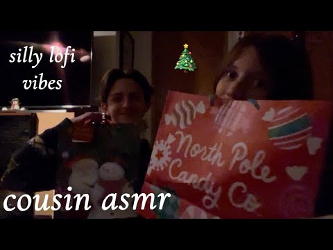 doing asmr with my cousin at the family christmas party while everyone else watches football 🎁