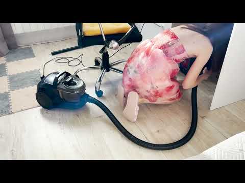 ASMR Cleaning in Pink Dress & Slippers | Bosch Series 4 Vacuum Sounds Only