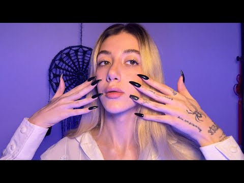 ASMR Massage & Caressing your face + Tingly Mouth Sound + Whispering ~ 100% deep sleep