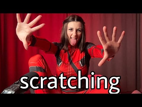 ASMR Scratching fabric DEADPOOL costume No Talking