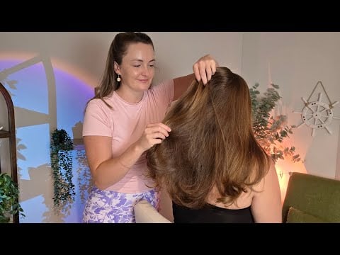 ASMR Playing With Her Long Thick Hair For Relaxation & Tingles - Ice globes, scratchers,Head MASSAGE