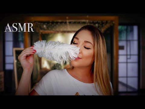 ASMR Feather Face Brushing 😴 (Personal Attention, Fluffy Mic Sounds)