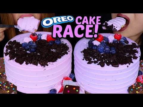 ASMR OREO BERRY CAKE RACE! Week in the life vlog *big bites* 먹방