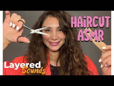 ASMR haircut ✂️ | ارايشگر مهربون موهاتو كوتاه ميكنه / اى اس ام آر با صدا هاى لايه اى 