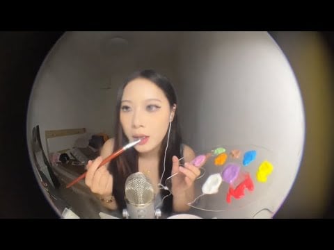 ASMR Fisheye Lens Yogurt Slime & Saliva Lens Brushing | Sleep Aid & Relaxing Mouth Sounds