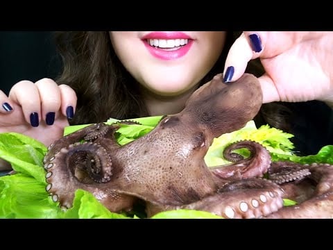 ASMR Whole Octopus SASHIMI 🐙 EXTREMELY Chewy & Crunchy Eating Sounds!