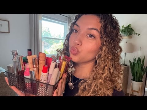 ASMR mini lip gloss collection 💄whispered rambling and fast tapping 