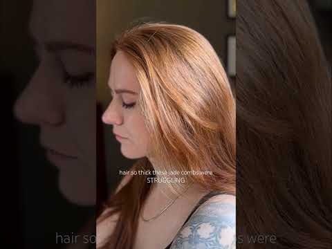 Hair so thick these jade combs were STRUGGLING #hairplay #asmr #hairbrushing