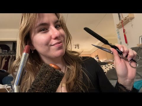 ASMR Hair Cutting, Hair Washing and Hair Curling and Styling 
