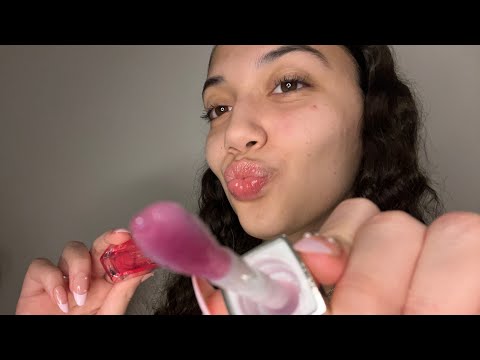 ASMR lip gloss application on me and you 💄✨ mouth sounds, lip gloss pumping, etc.