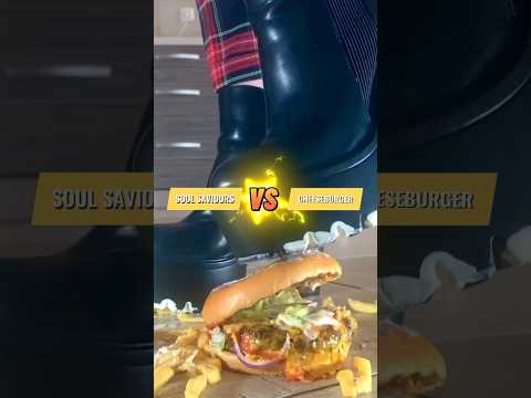 Soul Saviours vs. Cheeseburger! Oddly Satisfying Boots Crushing! ASMR