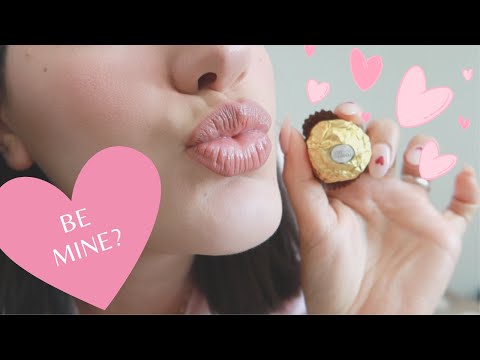 ASMR | Be My Valentine? (kisses, chocolate, lotion)