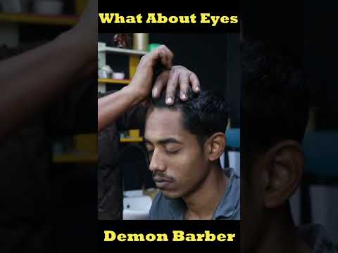 Demon Barber Fire Massage ASMR | Big Eyes Barber Massage With Fire | Neck Crack & Ear Crack #shorts