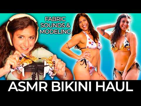 ASMR Bikini Try On Haul 👙 Tingly Fabric Sounds, Modeling & Whispers, Relaxing 3Dio Binaural
