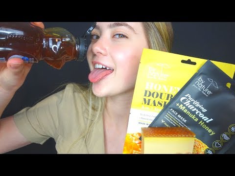 ASMR HONEY 🍯 Eating Honey, Sticky Gloves, Crinkly Face Masks, Soap Tapping