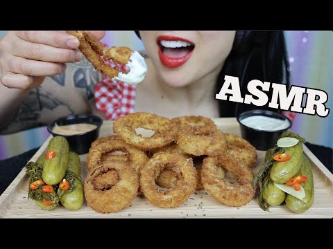 ASMR ONION RINGS + PICKLES (SATISFYING CRUNCHY EATING SOUNDS) NO TALKING | SAS-ASMR