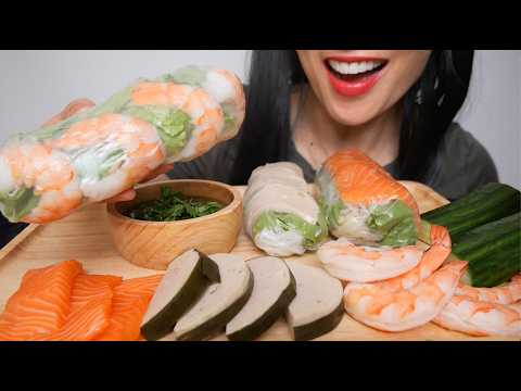 LIGHT SNACK (HOMEMADE SALAD ROLLS) ASMR EATING SOUNDS | NO TALKING | SAS-ASMR