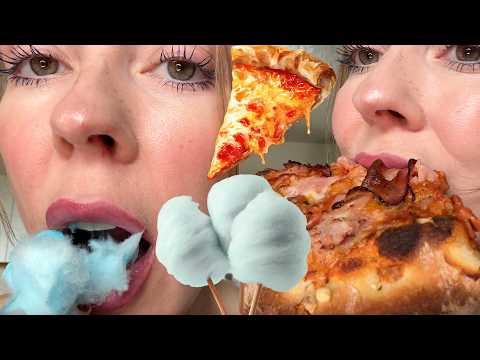 Eating Pizza 🍕 & Cotton Candy 🩵 #ASMR