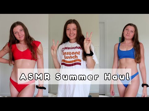 ASMR summer 2020 try on haul (whispering + fabric sounds)