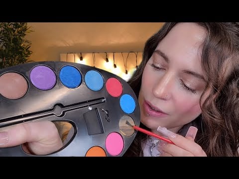 ASMR- Helping you Fall Back Asleep - Painting Your Face, Hair Clipping, Inaudible Whispers (Layered)