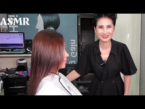 Hair salon ASMR visual and auditory activation #Root dye gray hair and express it brightly