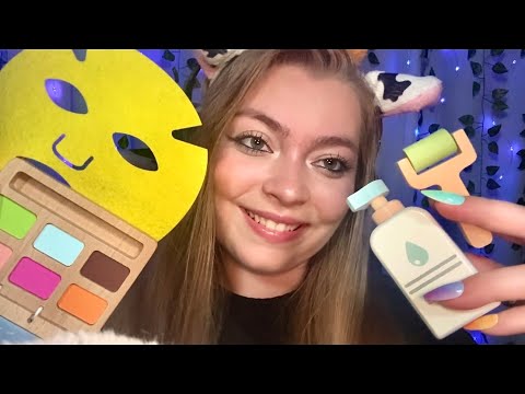 ASMR Wooden Skin Care & Wooden Makeup for sleep and relaxation (tingly wooden ASMR) 💤🪵