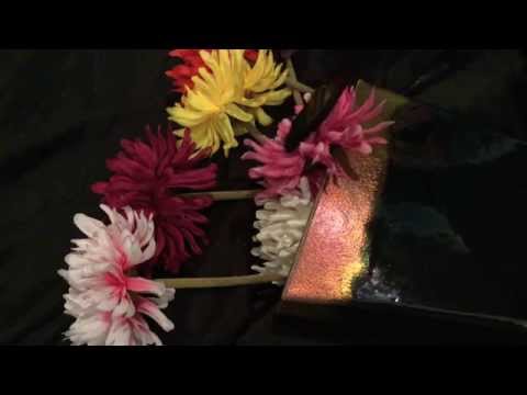 Tapping on vase  with colourful flowers  {{ ASMR }}