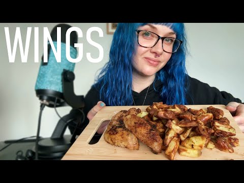 ASMR Eating Peri Chicken Wings & Air Fried Potatoes