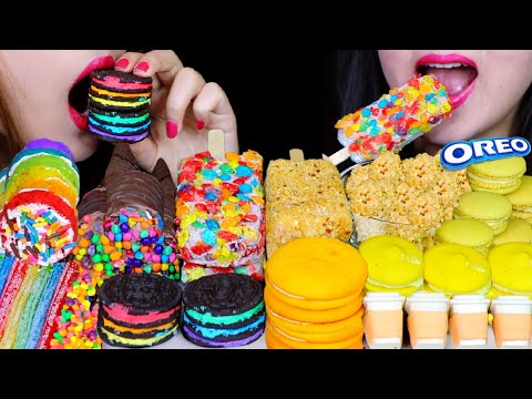 ASMR RAINBOW OREOS, CAKE PUSH POP, ICE CREAM BARS, NERDS ROPE, MACARONS, EDIBLE CHOCOLATE CUPS 먹방