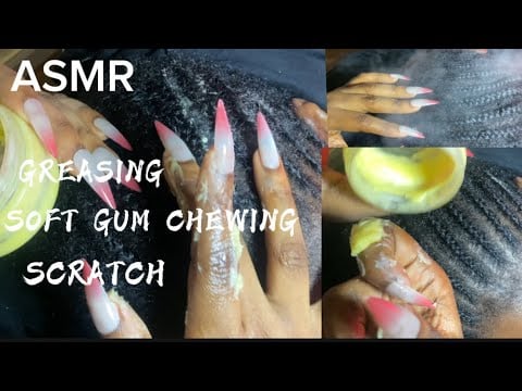 ASMR💫 HAIR GREASING WITH LONG NAILS/ SCRATCH (close up) 
