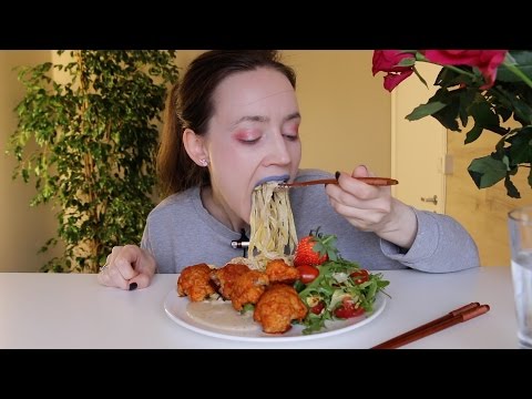 ASMR Whisper Eating Sounds | Pasta, Buffalo Cauliflower | 100K Sub | Q&A | Shoutouts