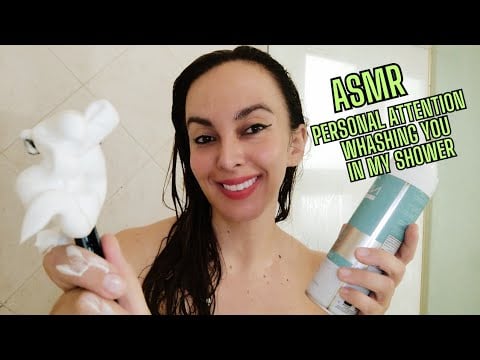 ASMR WASHING YOU IN MY SHOWER - SHAVE YOUR BEARD - WASH YOUR HAIR AND YOUR BACK - SPONGE MASSAGE
