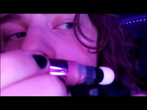 fast asmr//new makeup try on! ~ applying lip balm, gloss, + blush (mic brushing!)