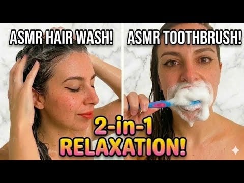 ASMR hair wash, shower routine and toothbrush 