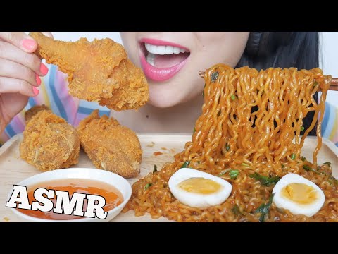 ASMR McDonalds FRIED CHICKEN + SPICY NOODLES + EGGS (EATING SOUNDS) NO TALKING | SAS-ASMR