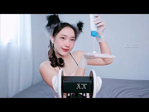 ASMR Lotion Ear Massage Latex Gloves 🧤🧴