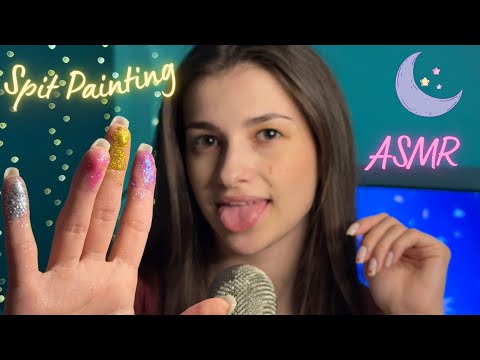 Asmr | Spit painting with glitter 👅💤Mouth Sounds👄