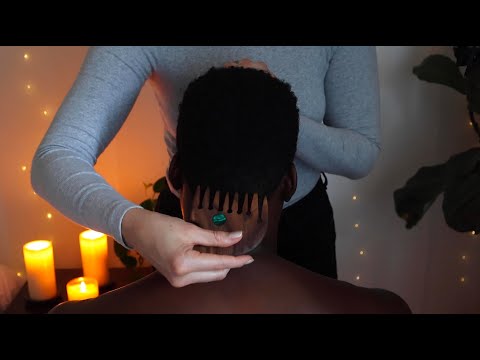 ASMR on My Boyfriend - Tingly Scalp and Shoulder Massage & Scratching (PART 2)