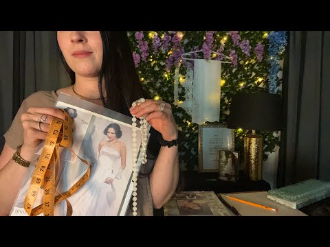 ASMR Measuring You & Designing Your Wedding Dress | Fabric, Measuring, & Typing(Wedding Series Pt 1)