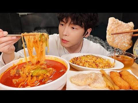 MUKBANG | 집밥! 직접 만든 해장 짬뽕 & 새우 튀김, 계란 햄 볶음밥 먹방 | RECIPE KOREAN HOME FOOD الأرز المنزل Nhà gạo