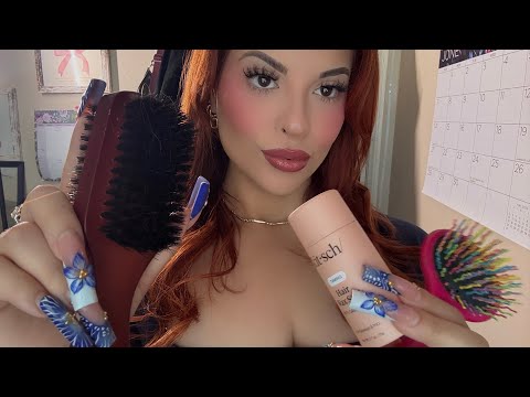 ASMR Slick Back Bun - Up Do 🎀 Parting, Wax Stick & Brushing Sounds